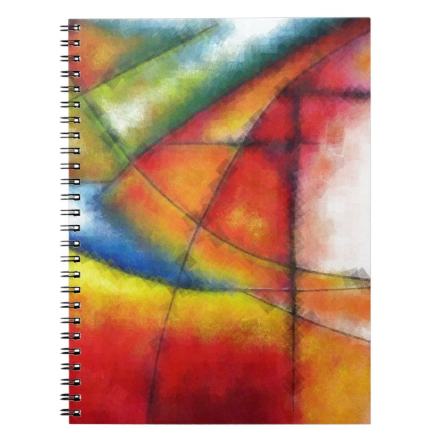 Cuaderno pintura abstracta de color rojo amarillo azul (Frente)