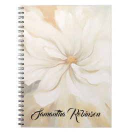 Cuaderno Pintura abstracta de flor blanca.