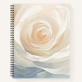 Cuaderno Pintura abstracta de flores de rosa blanca
