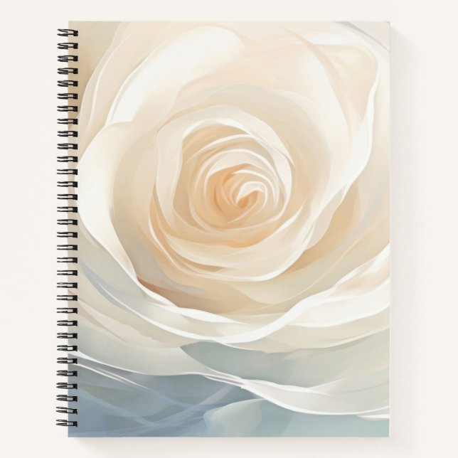 Cuaderno Pintura abstracta de flores de rosa blanca (Anverso)