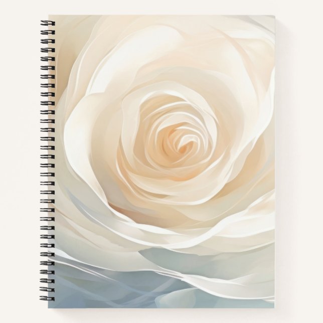 Cuaderno Pintura abstracta de flores de rosa blanca (Anverso)