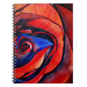 Cuaderno Pintura abstracta de rosa rojo macro