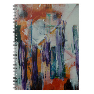 Cuaderno pintura abstracta en blanco y negro naranja