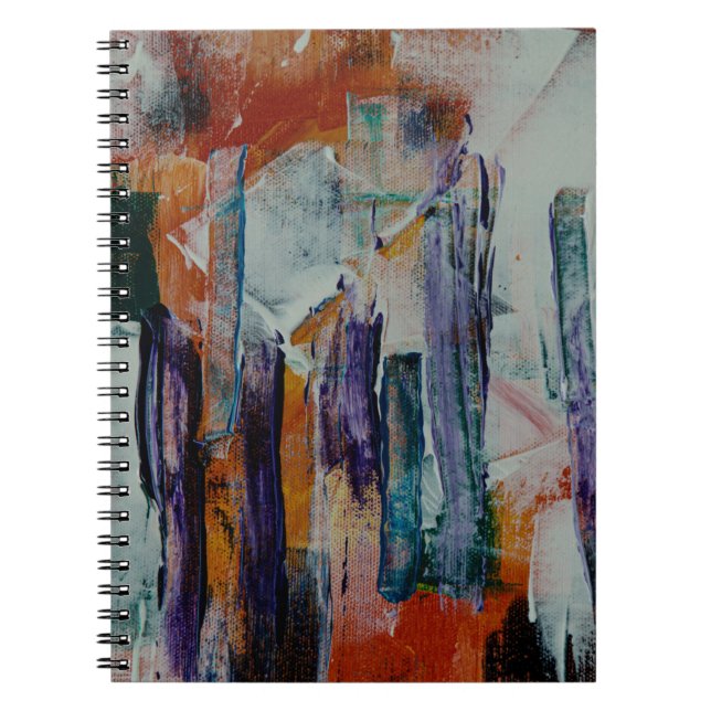 Cuaderno pintura abstracta en blanco y negro naranja (Frente)
