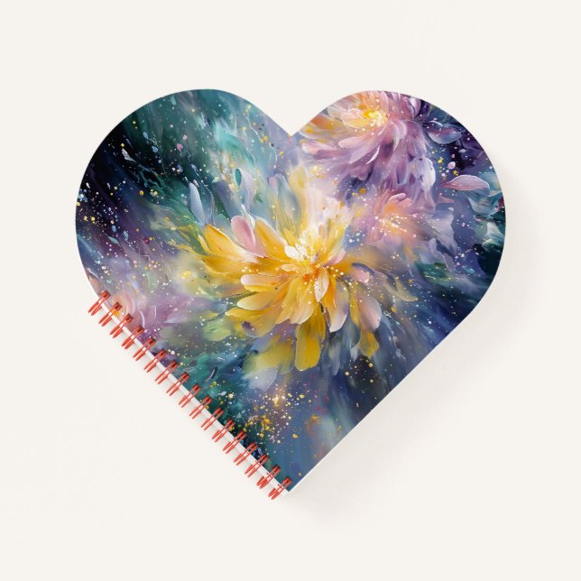 Cuaderno Pintura abstracta floral vibrante con explosión (Anverso)