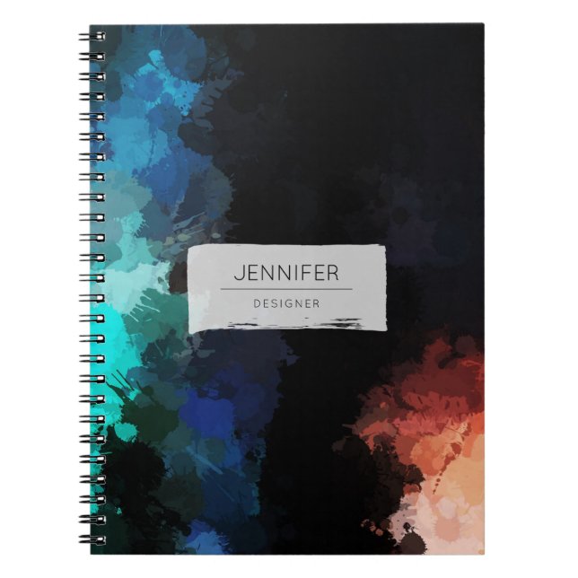 Cuaderno Pintura abstracta moderna salpicando el azul Naran (Frente)