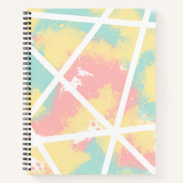 Cuaderno Pintura abstracta rosa, amarilla y azul con líneas