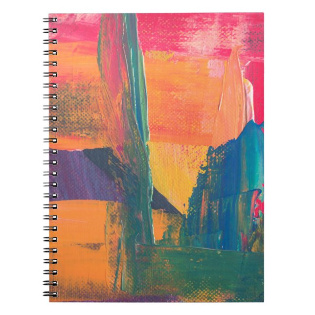Cuaderno Pintura abstracta verde, amarilla y roja (Frente)