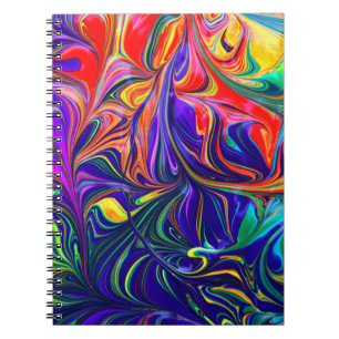 Cuaderno Pintura abstracta verde púrpura y naranja