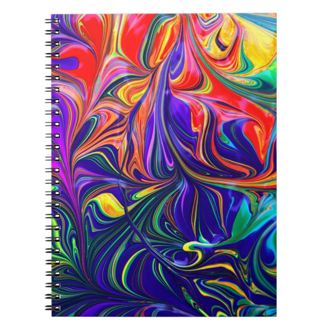 Cuaderno Pintura abstracta verde púrpura y naranja (Frente)