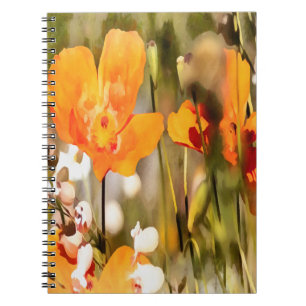 Cuaderno Pintura acrílica de la adormidera del Naranja Dora