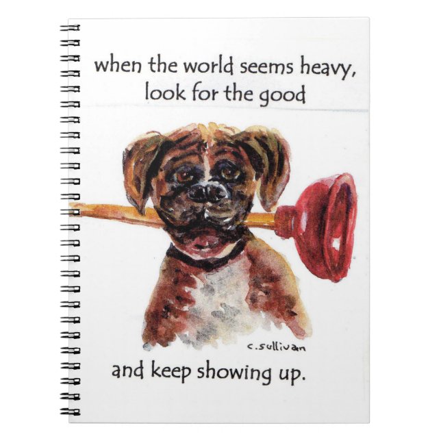 Cuaderno pintura acuarela Boxer + refrán inspirador (Frente)