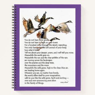 Cuaderno pintura acuarela con el poema de Mary Oliver "Gees