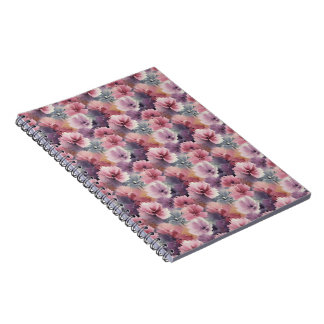 Cuaderno pintura acuarela de flores de borde suave