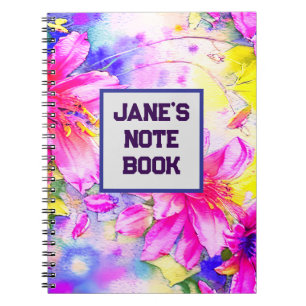 Cuaderno Pintura acuarela de flores rosadas