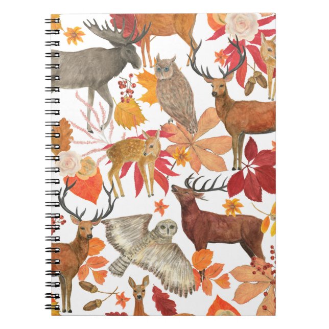 Cuaderno Pintura acuarela de fondo de bosque otoñal con (Frente)