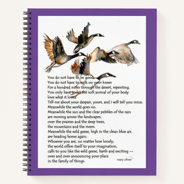 Cuaderno pintura acuarela de geese + poema de ario oliver (Anverso)