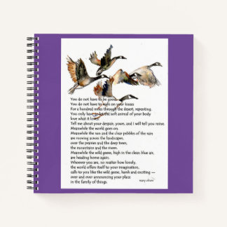 Cuaderno pintura acuarela de geese + poema de ario oliver