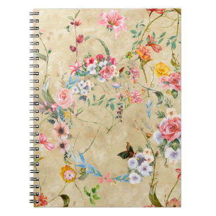 Cuaderno Pintura acuarela de hojas y flores, sin costura