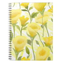 Cuaderno Pintura Acuarela Floral Amarilla
