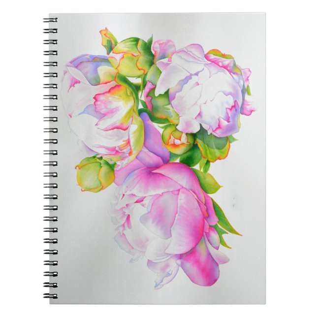 Cuaderno Pintura acuarela floral blanca rosa elegante (Frente)