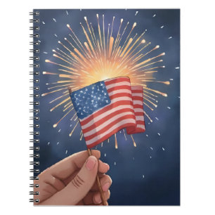 Cuaderno Pintura acuarela patriótica de la bandera american