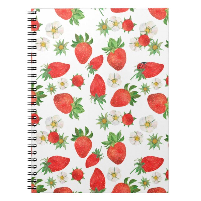 Cuaderno Pintura acuarela Patrón sin foco de fresa (Frente)