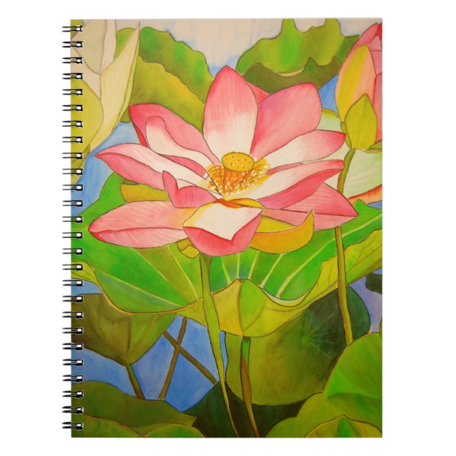Cuaderno pintura acuarela rosa Lotus (Frente)