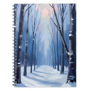 Cuaderno Pintura al Acuarela de Bosque de Pinos Invierno