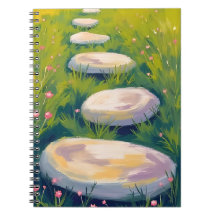 Pintura al Acuarela de Piedras de Paso de Jardín