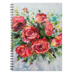 Cuaderno pintura al óleo abstracta de un hermoso ramo fresc