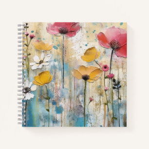 Cuaderno Pintura al óleo con impasto de amapolas pastel