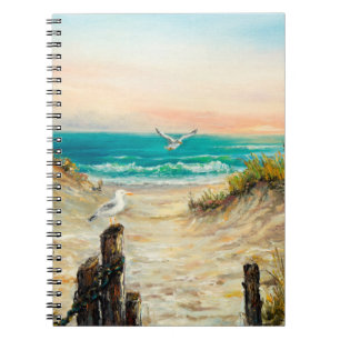 Cuaderno pintura al óleo de dunas de playa oceánicas con ga