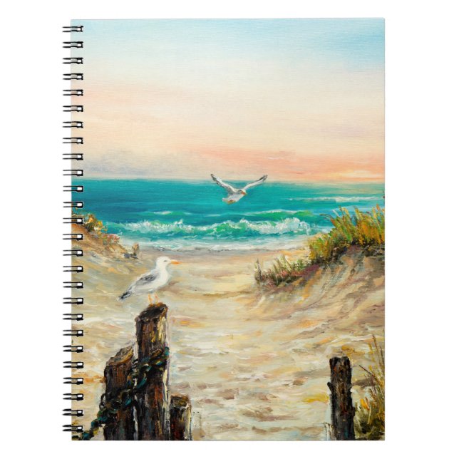 Cuaderno pintura al óleo de dunas de playa oceánicas con ga (Frente)