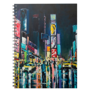 Cuaderno pintura al óleo de Nueva York, una vista nocturna
