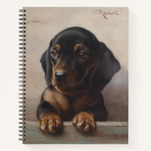 Cuaderno Pintura al óleo de retrato de cachorro de perro vi