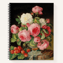 pintura al óleo de rosas y cerezas