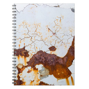 Cuaderno Pintura blanca agrietada, coche oxidado.