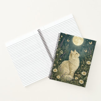 Cuaderno Pintura Botánica de Gato Crema Bajo la Luz de la L