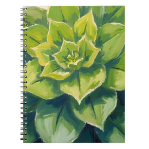 Cuaderno Pintura Botánica de Planta Suculenta Verde