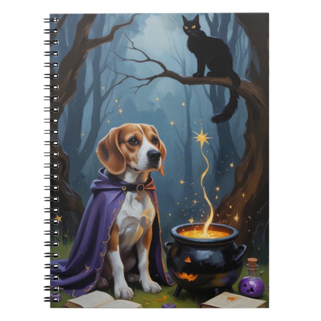 Cuaderno Pintura caprichosa de Halloween con perro Beagle (Frente)
