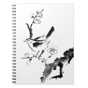 Cuaderno Pintura china, flor del ciruelo y pájaro