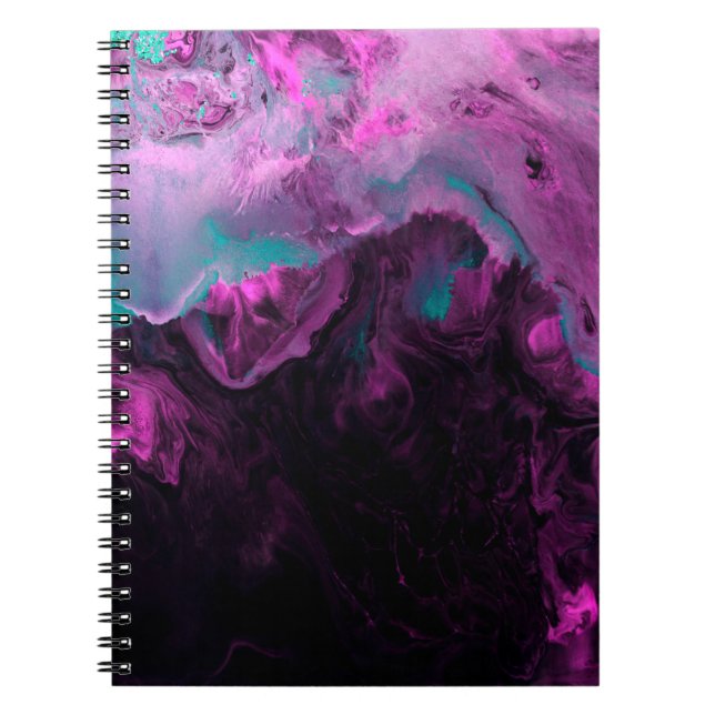 Cuaderno Pintura creativa verde neón y púrpura, abstracta (Frente)