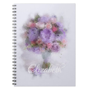 Cuaderno Pintura de aceite de flores elegante plantilla mod