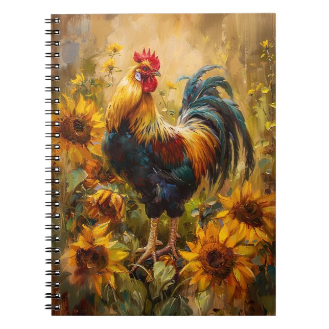 Cuaderno Pintura de aceite de gallo y girasol (Frente)