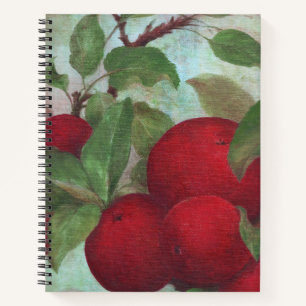Cuaderno Pintura de aceite de manzanas rojas sobre verde
