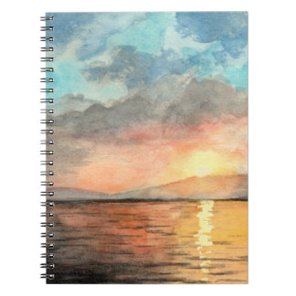 Cuaderno Pintura de acuarela al atardecer en portátil