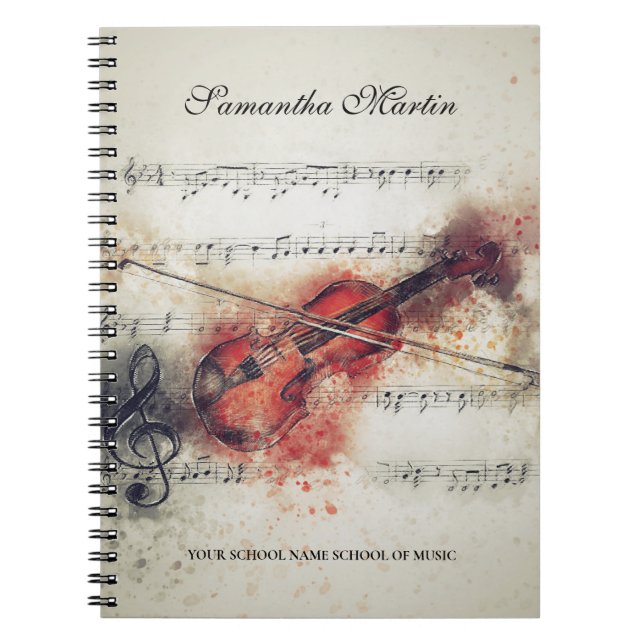 Cuaderno Pintura de acuarela de hojas de violín (Frente)
