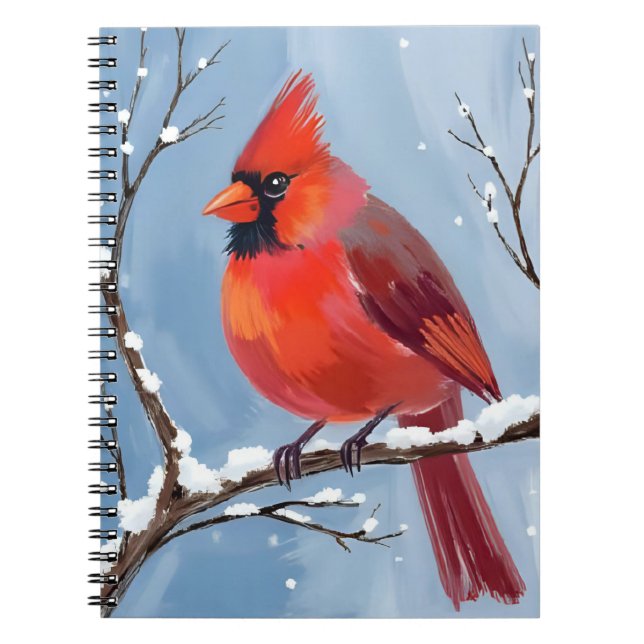 Cuaderno Pintura de Acuarela de Pájaro Rojo Cardinal de Inv (Frente)