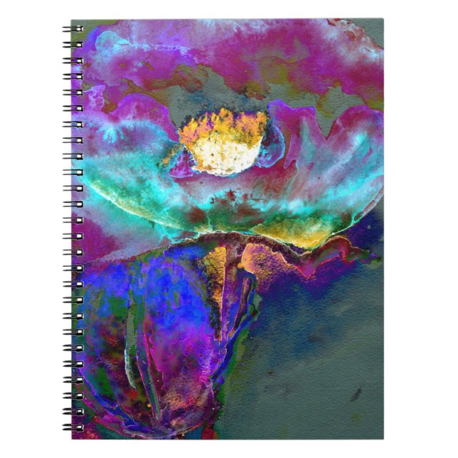 Cuaderno Pintura de acuarela púrpura de adormidera de media (Frente)